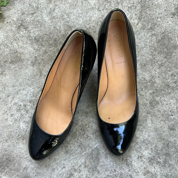J. Crew Sylvia Patent Leather  Wedges - Picture 1 of 14